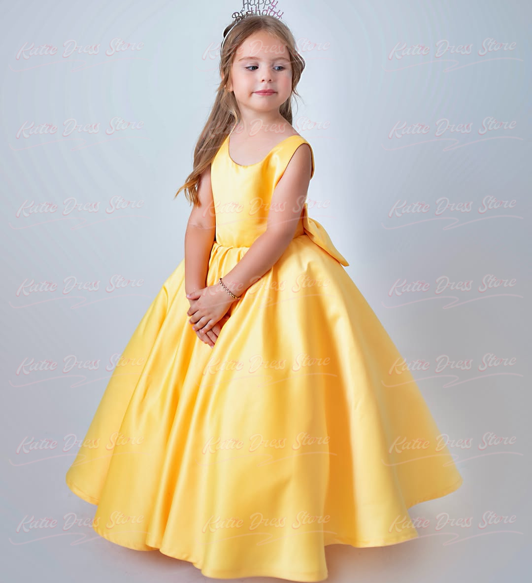 Embroidery Yellow Dress - Żółta, personalizowana sukienka dla dziewczynki, wykonana