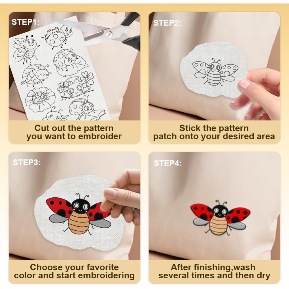4 arkusze wzorów do haftowania – Embroidery Lady Bug recenzja i cena