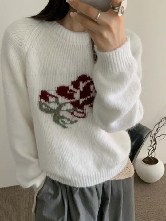 Retro sweter damski z długim r – Embroidery Rose recenzja i cena