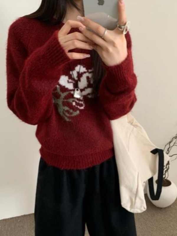 Retro sweter damski z długim r – Embroidery Rose recenzja i cena