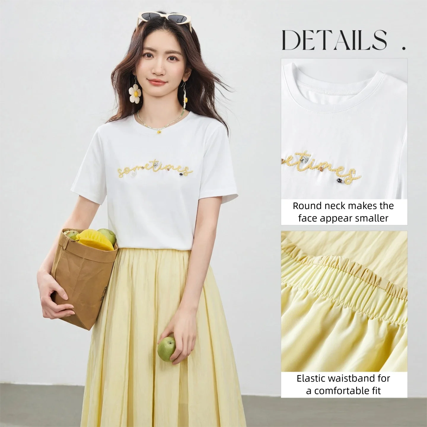 SENTUBILA Damski letni zestaw  – Embroidery Cotton Shirt recenzja i cena